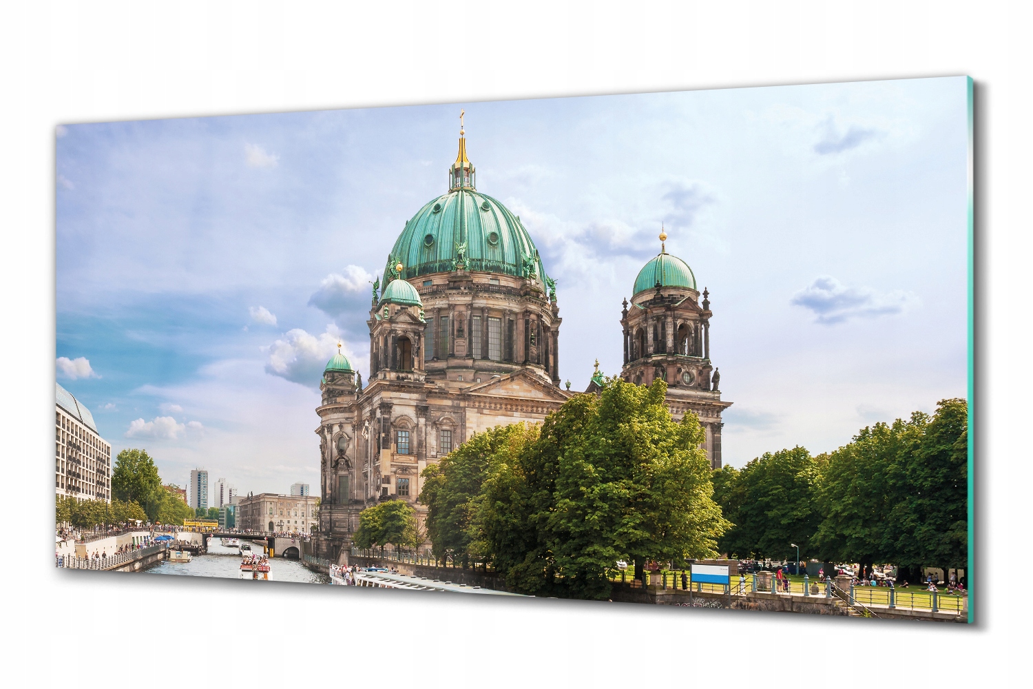 Foto na skle do kúpeľne Katedrála rieka 100x50