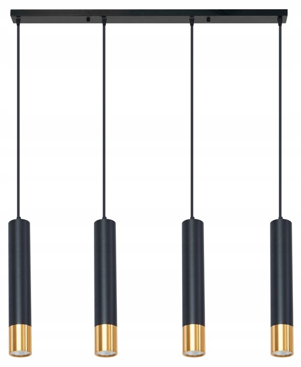 Závěsná Led lampa do jídelny, černá, 4-bodová, dřevo