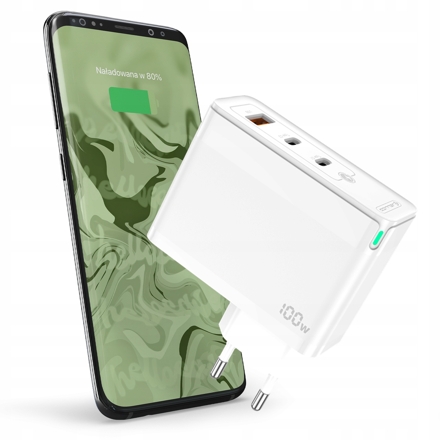 Rychlá síťová nabíječka 100W 2x Usb-c 1x Usb Quick Charge 3.0 Pd Silná