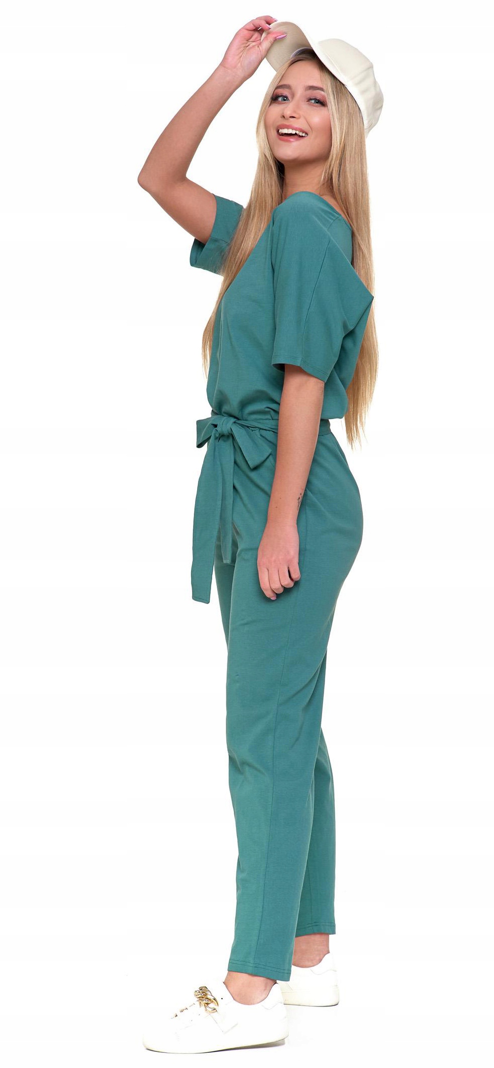 KOMBINEZON ELEGANCKI damski Moraj z krótkim rękawem luźny długi MODNY - XL Rozmiar XL