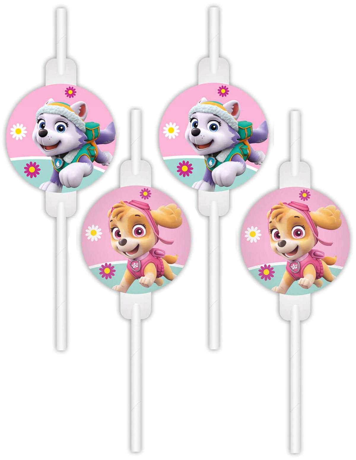 SŁOMKI PAPIEROWE PSI PATROL SKYE EVEREST-4 SZTUKI