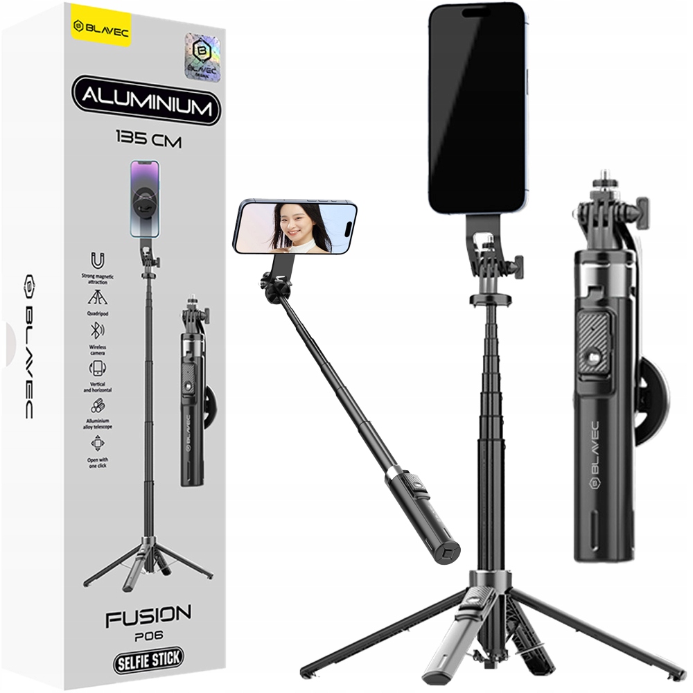 Selfie Stick Statyw Tripod Kijek Do Telefonu Magsafe Mocny +Mocowanie Pilot