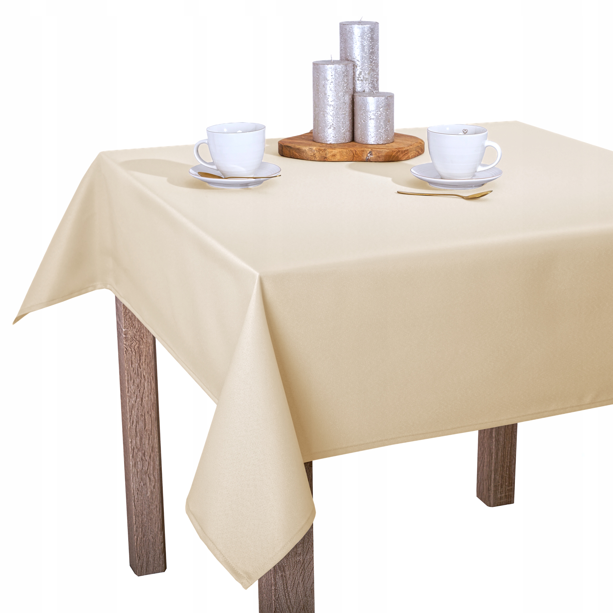 Obrus Plamoodporny 120x180 cm Beżowy Gładki Szyty Laura 5402