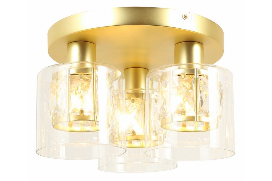 Zlatý ozdobný stropné svietidlo s kryštálmi Elmo do kuchyne, obývačky, jedálne, glamour