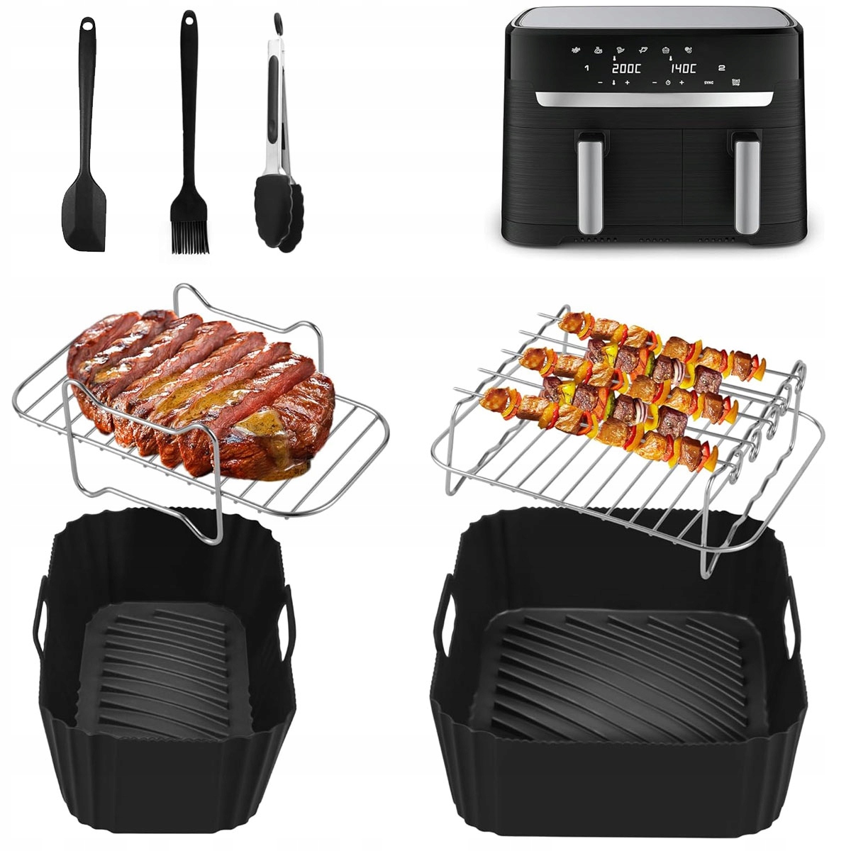 Akcesoria Airfryer Do Frytkownicy Tefal EY9018 Dual Basket Zestaw 5,2+3,1L