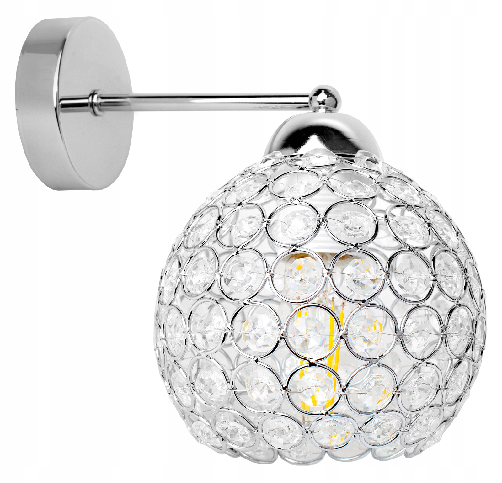 

Nowoczesna Szklana Lampa Ścienna Kinkiet Chrom Led