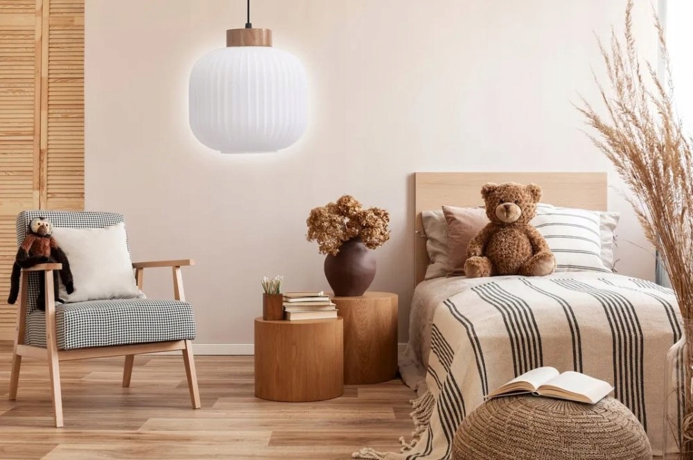 LAMPA SUFITOWA WISZĄCA MLECZNA KULA SZKŁO RYFLOWANE POJEDYNCZA APP1069-CP Kod producenta OSW-04412