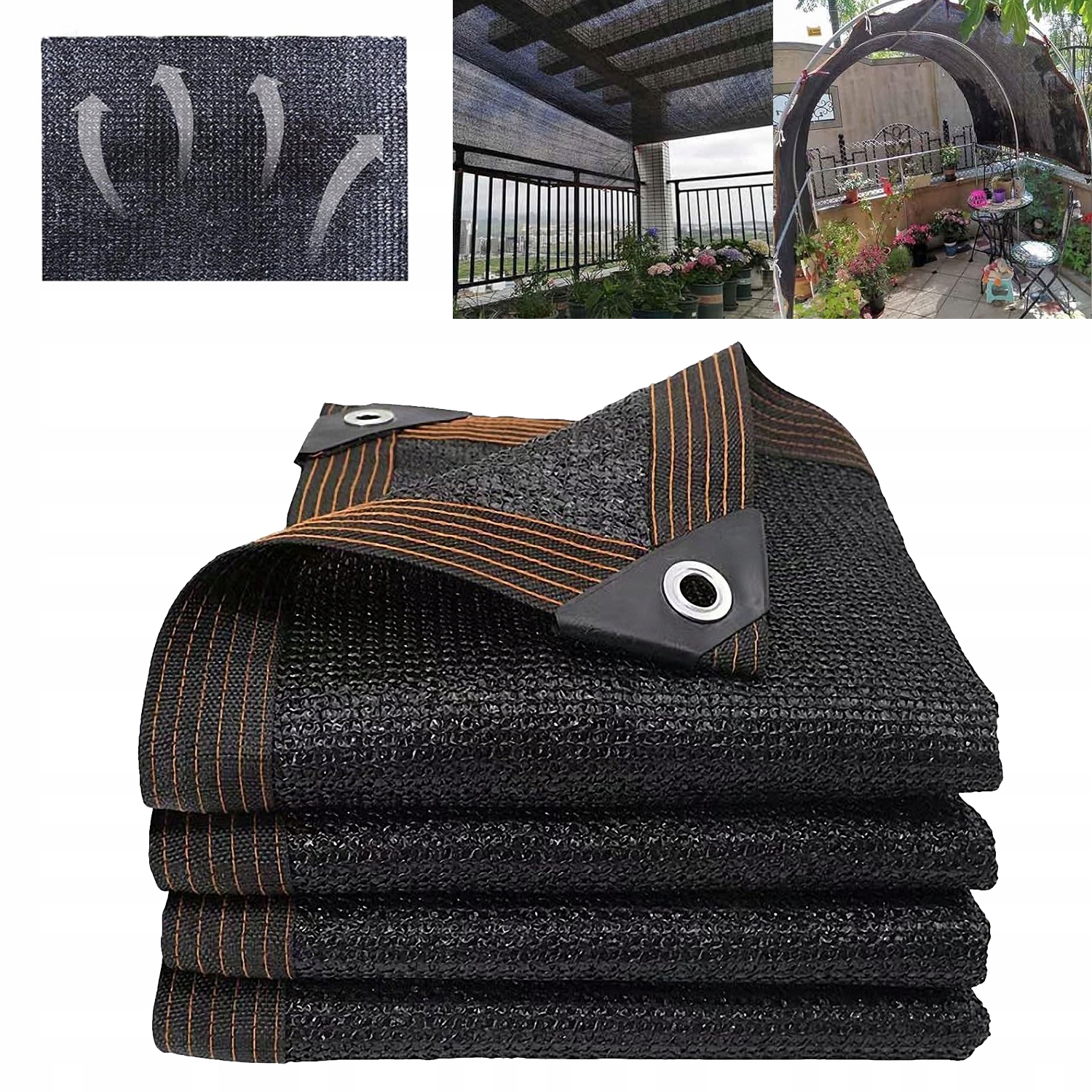 Siatka cieniująca zaciemniająca w 90% osłona ogrodowa anty Uv czarna 3x4 m