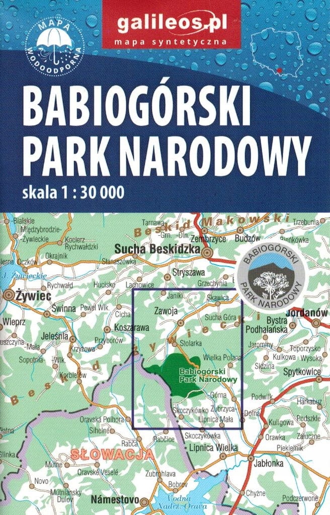 BABIA GÓRA ZAWOJA 1:30 000 MAPA WODOODPORNA TURYSTYCZNA GALILEOS ISBN 9788366931176