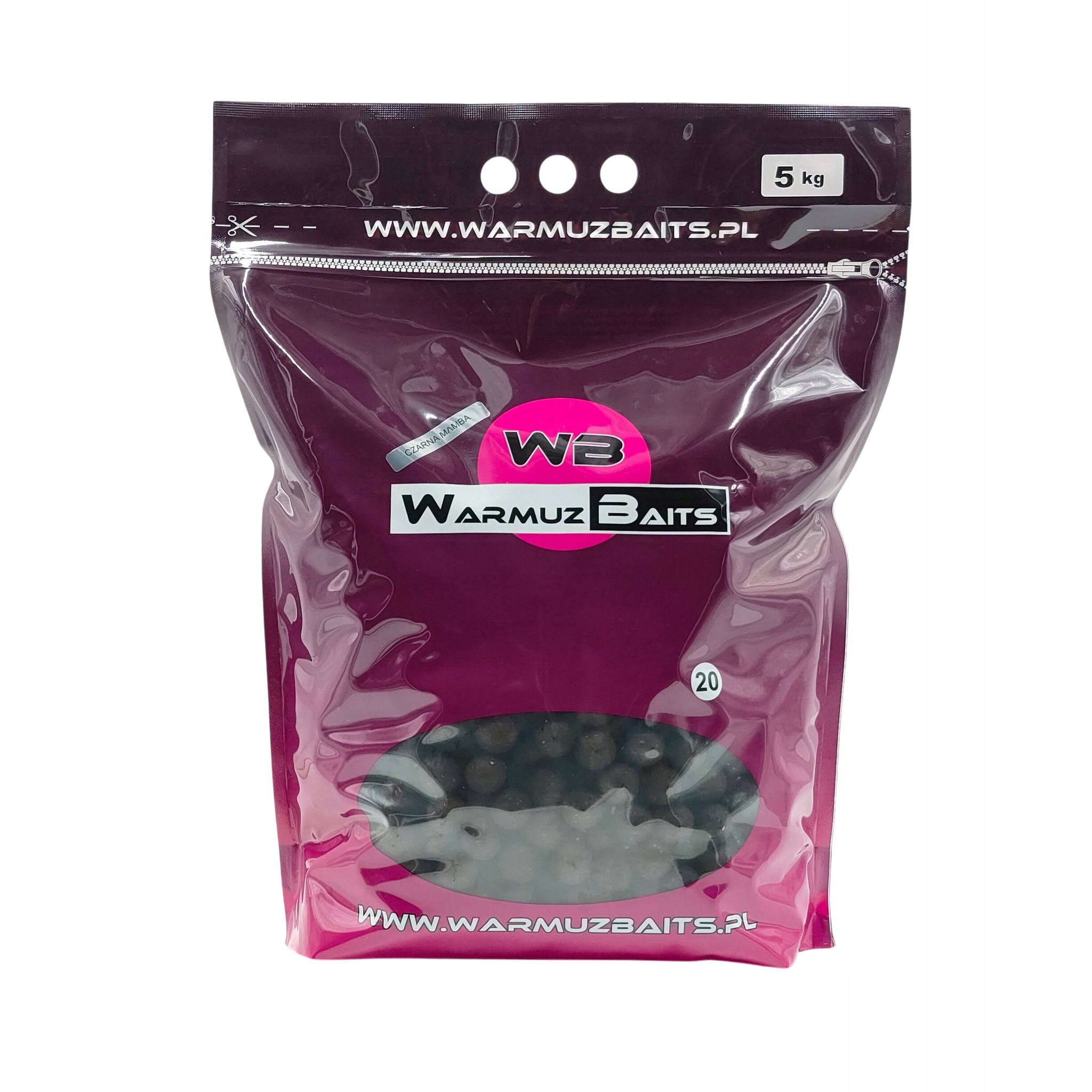 Kulki zanętowe Czarna Mamba Warmuz Baits 5kg Worek 20mm na karpia i amura