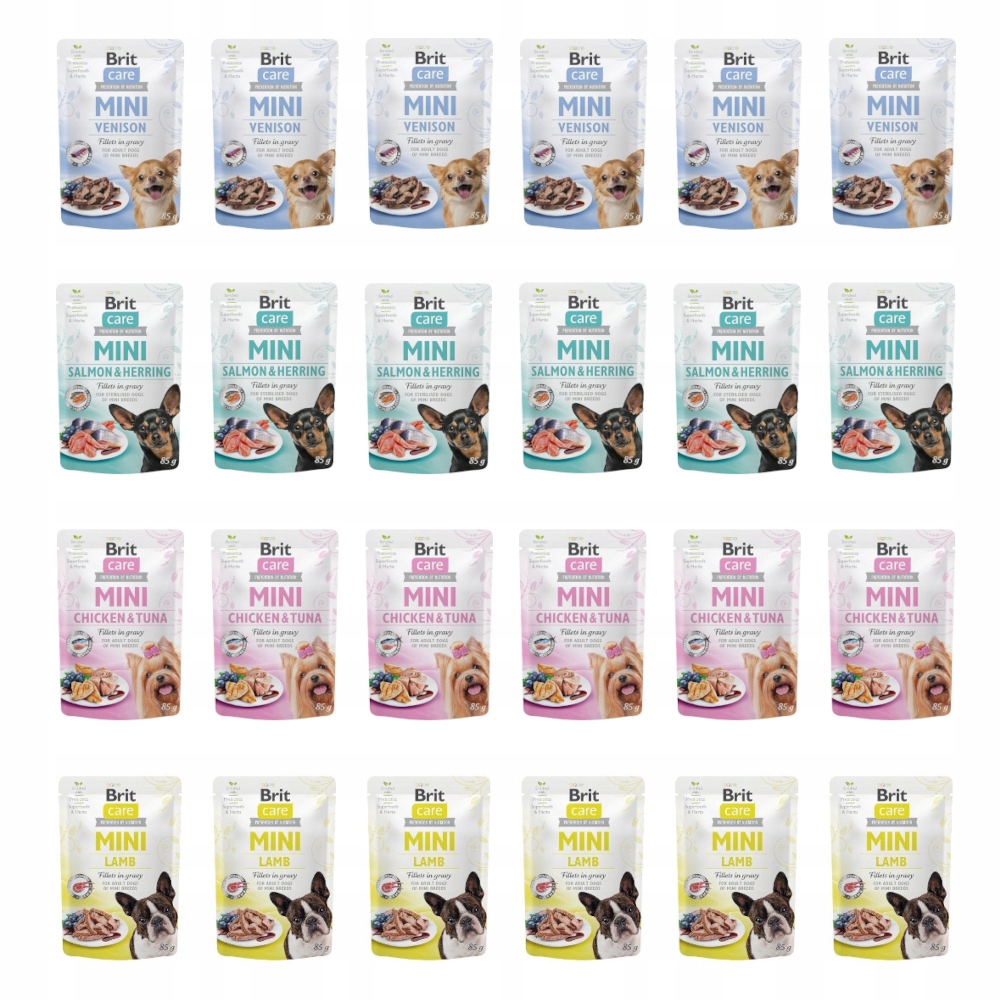 Levně Brit Care Mini MiX 4 příchutě vlhké krmivo pro psy 24x85 g