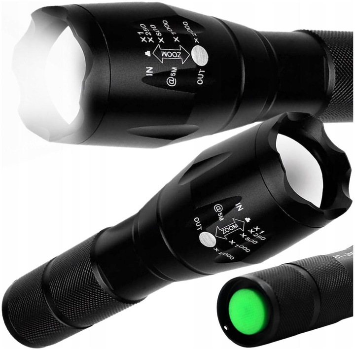 Mocna Latarka TAKTYCZNA LED Policyjna dioda ZOOM NA BIWAK SZPERACZ MEGA