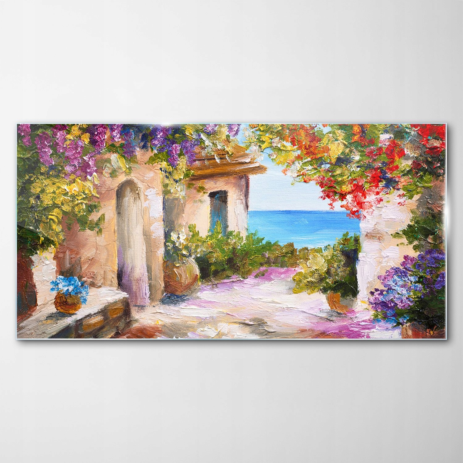

Hartowany Obraz Szklany Morze Kwiaty Lato 120x60