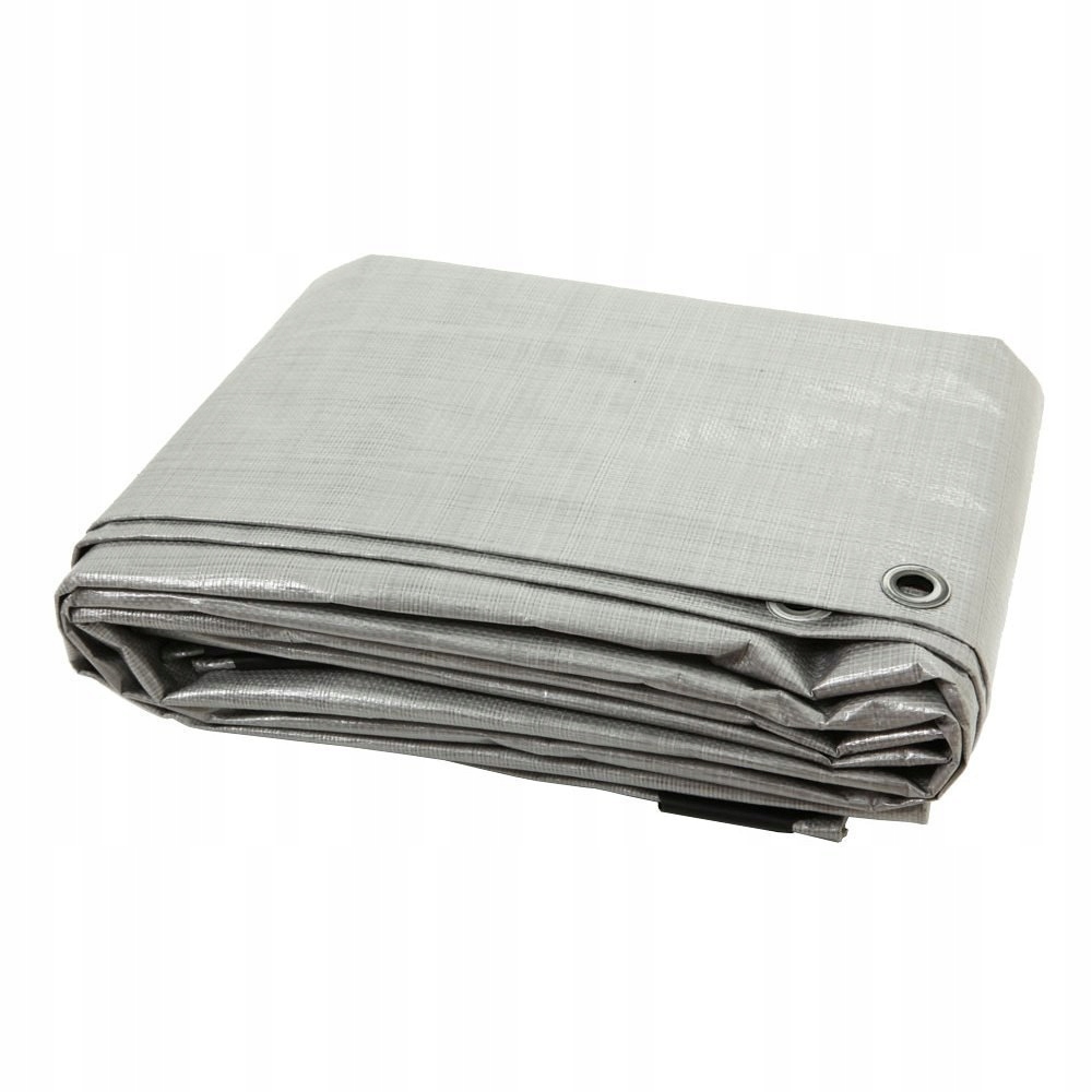 PLANDEKA WZMACNIANA WODOODPORNA SREBRNA GRUBA 120g/M2 UV+ 6x6M