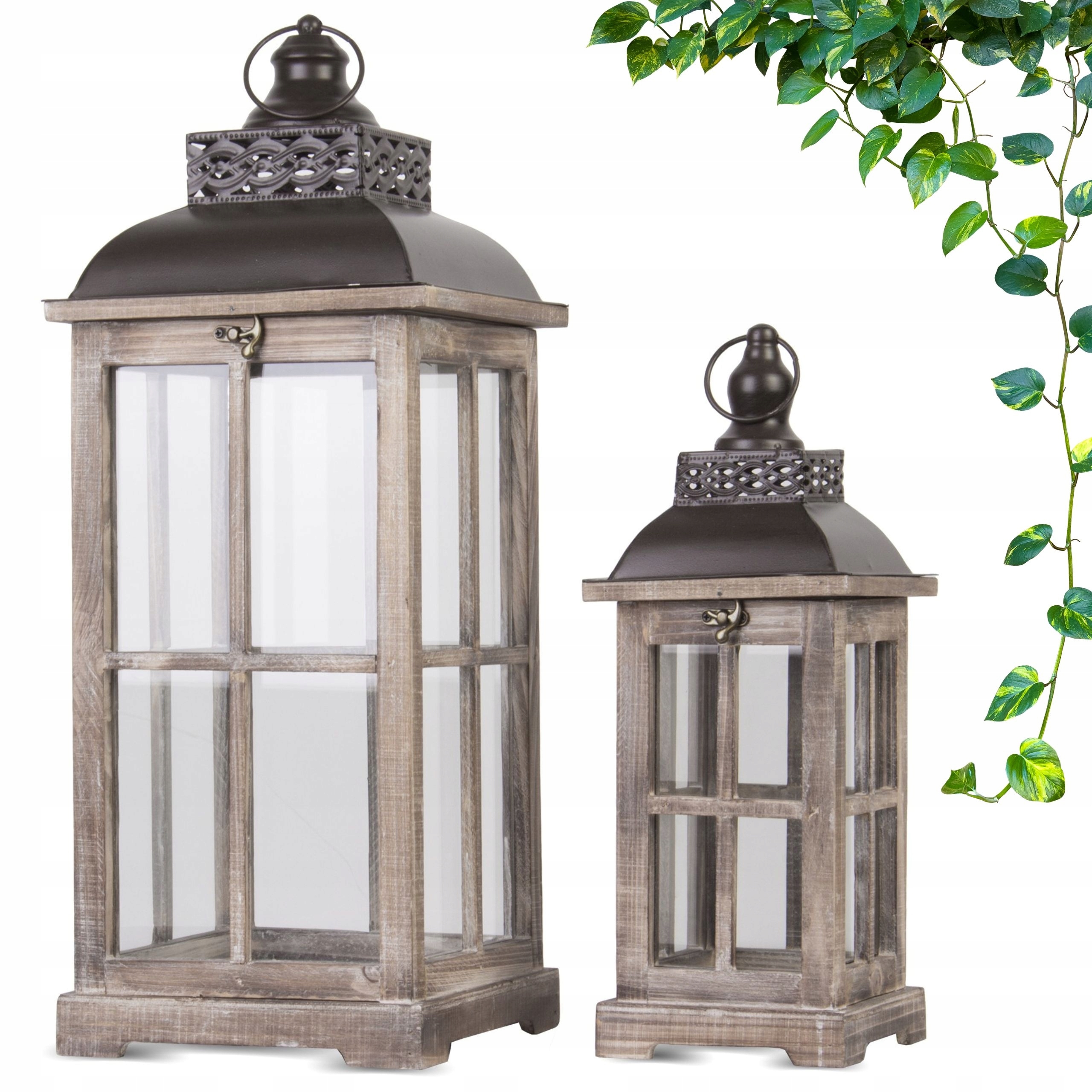 Latarnia ogrodowa lampion komplet brązowy 2szt 65/44cm 74242