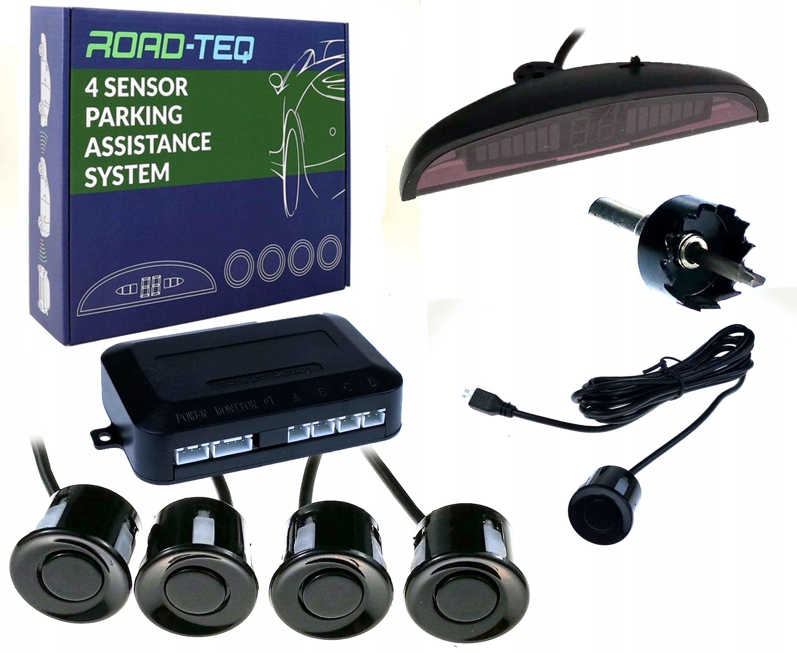 M-Tech ROAD-TEQ Czujnik parkowania CP4 wyświetlacz czarne