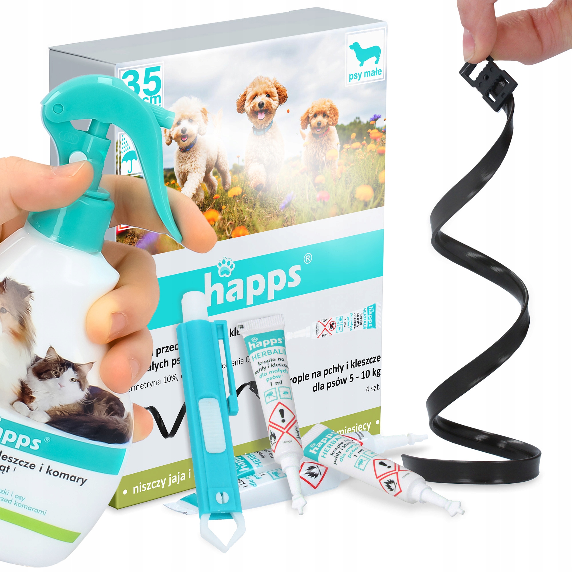 Obojek Kleště Blechy Psa 35 cm Kleště Pinzeta na odstraňování klíšťat Kapky Kd