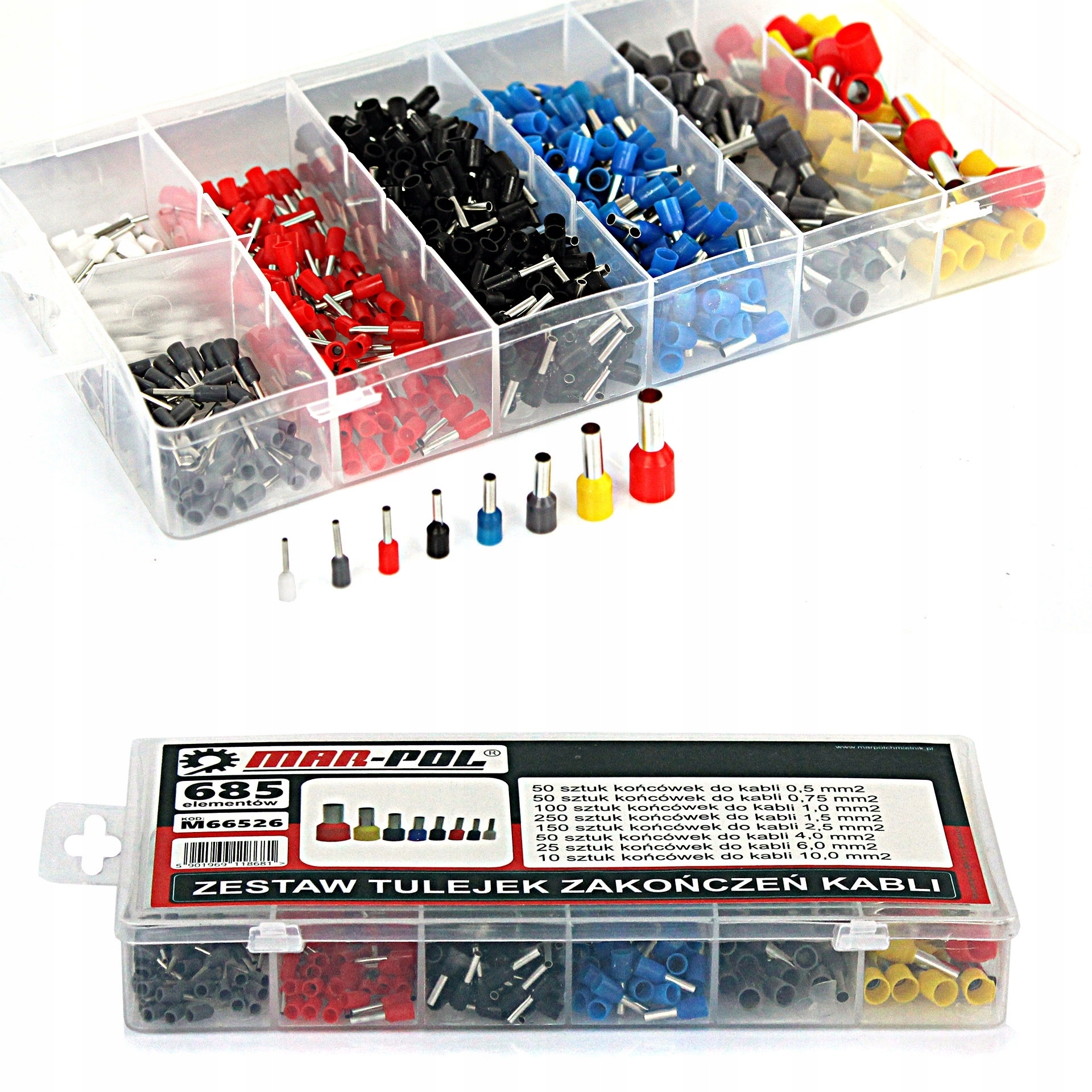 

Tulejki Zakończenie Kabla Tulejka Zestaw 685 Szt