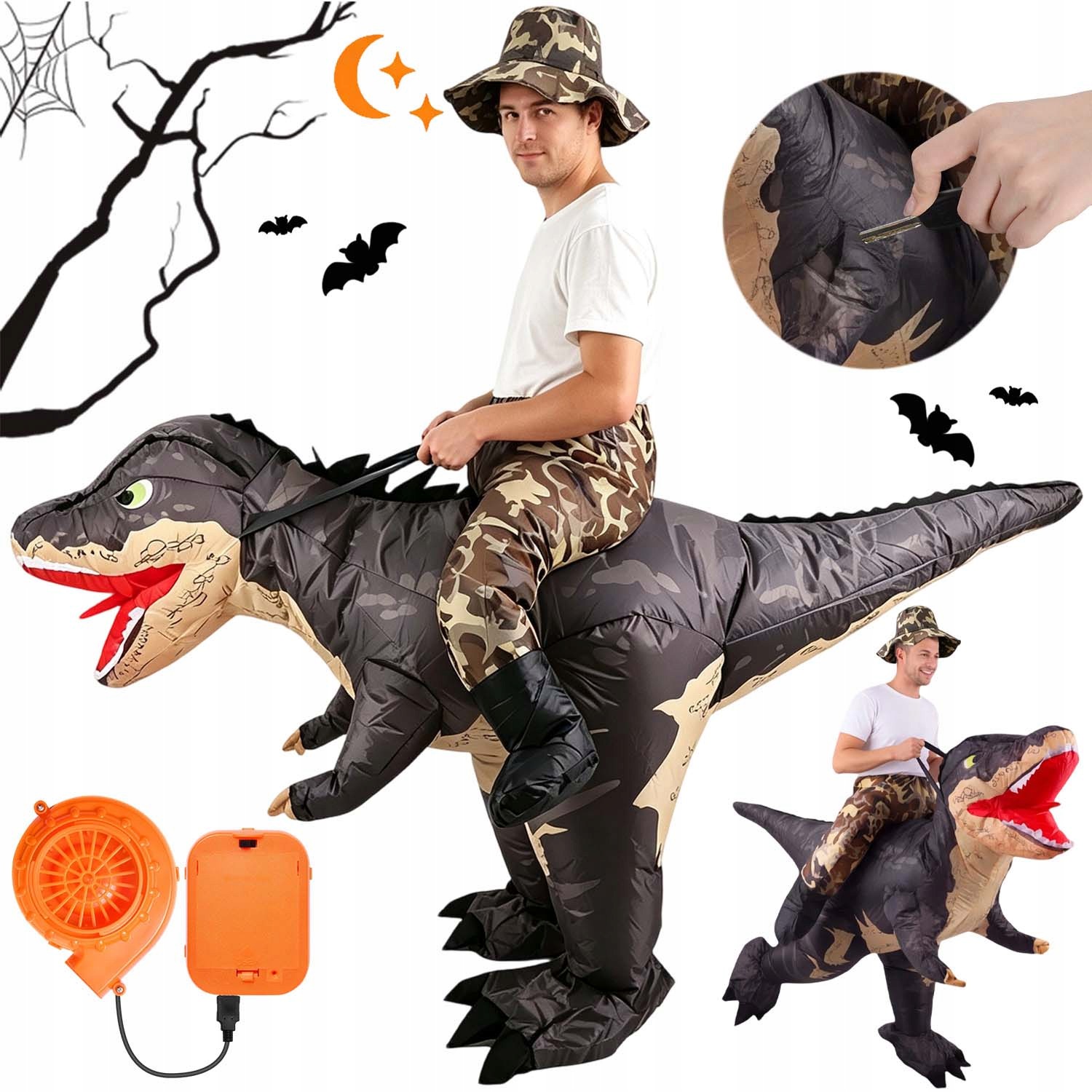 Nafukovací Dinosaurus T-rex Převlek Kostým Kalhoty Halloween Dospělý