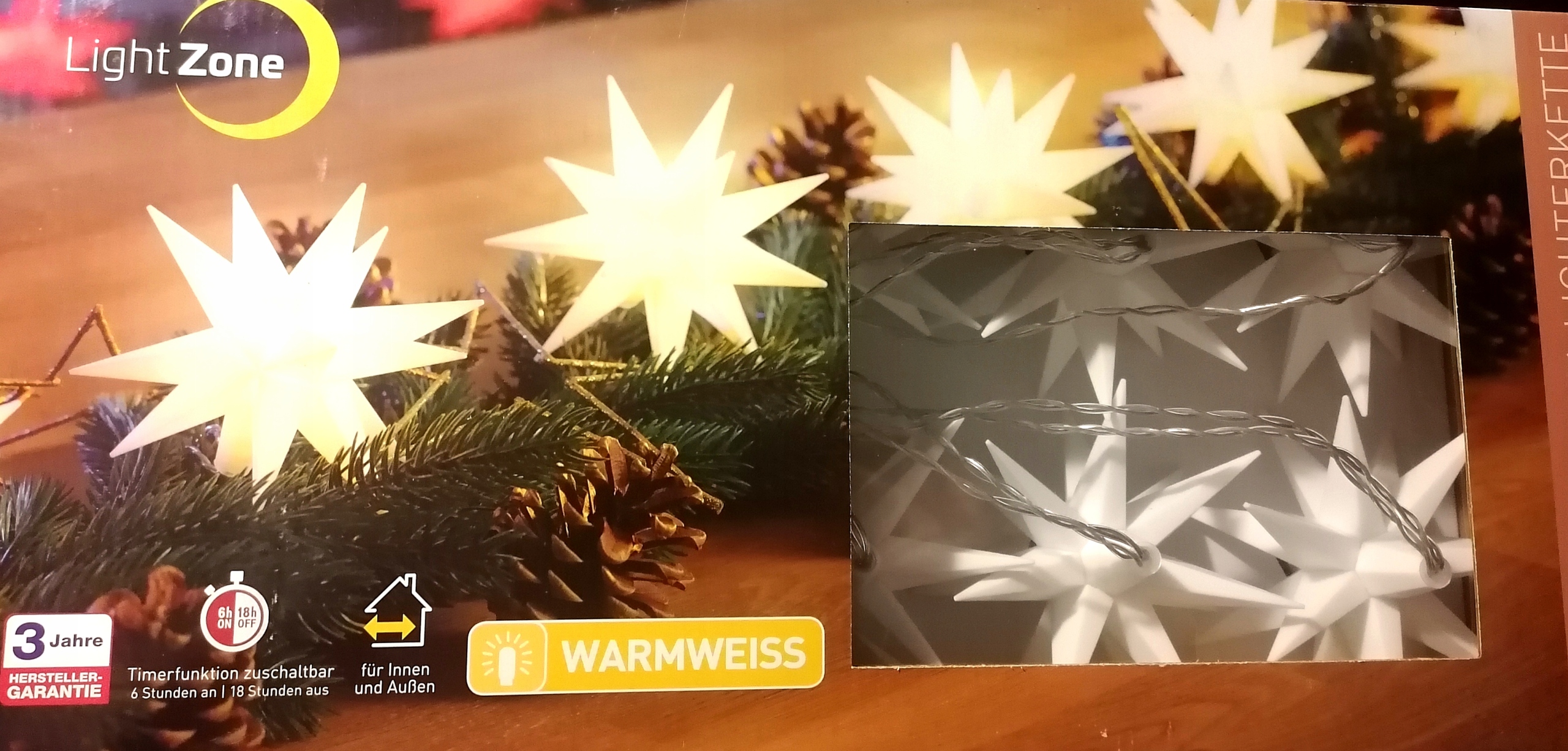 

Piękne 10szt Gwiazdy Led Białe Timer 7,5m 12CM