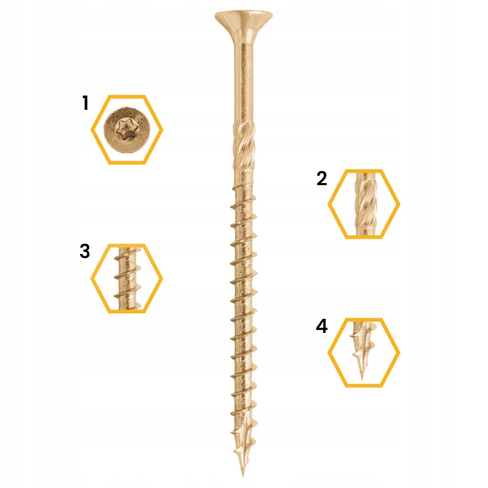 WKRĘTY CIESIELSKIE DO DREWNA 5x50 STOŻKOWE TORX 500szt WCS-05050 AZMET Stan opakowania oryginalne