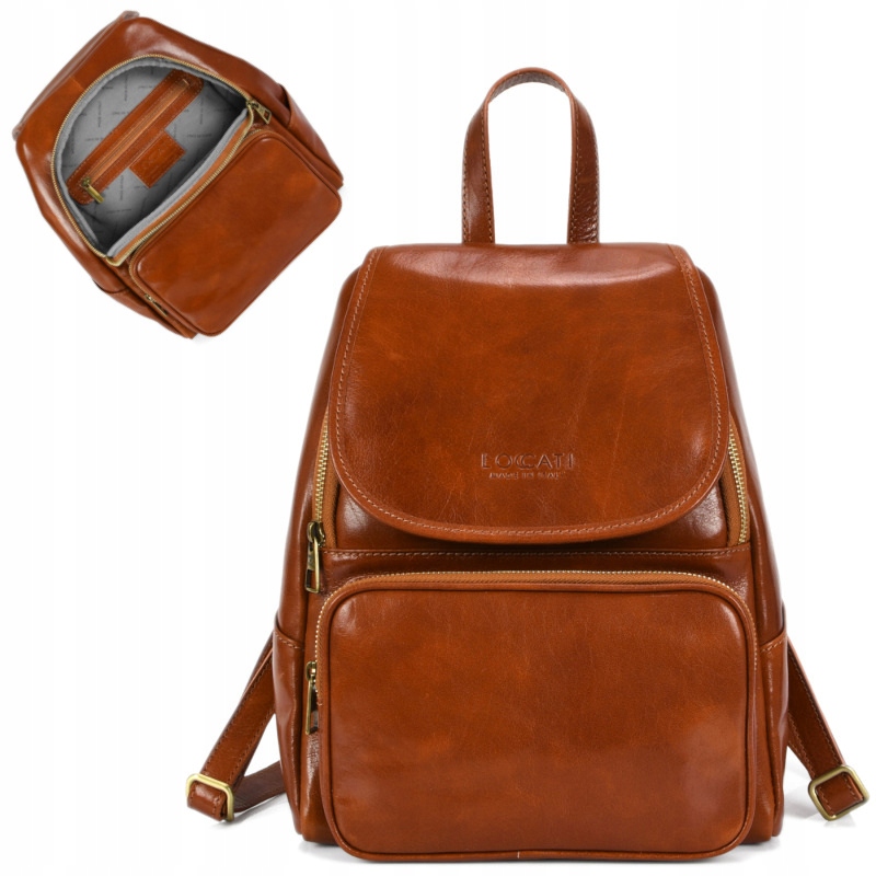 

Plecak damski skórzany camel miejski Loccati retro