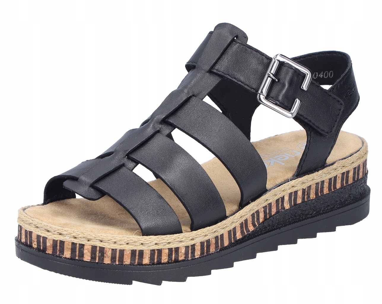 Rieker V7904-00 vel.38 černé dámské kožené sandály