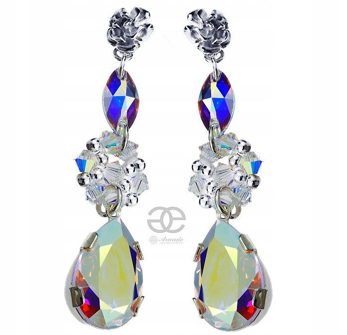 Krásné krystaly Náušnice Aurora Ab Stříbro