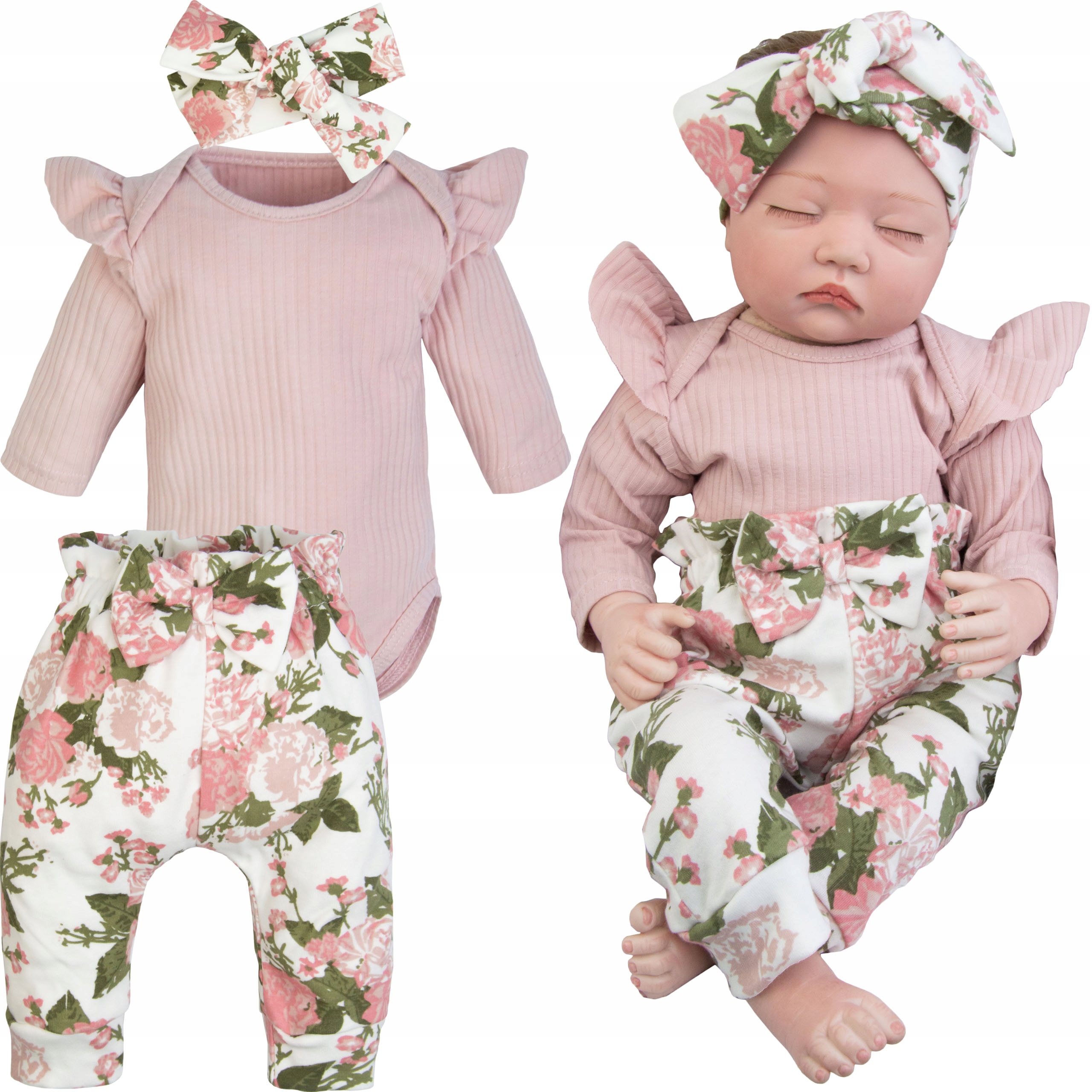 

Komplet Dziewczęcy 3cz. Body Spodenki Opaska 74