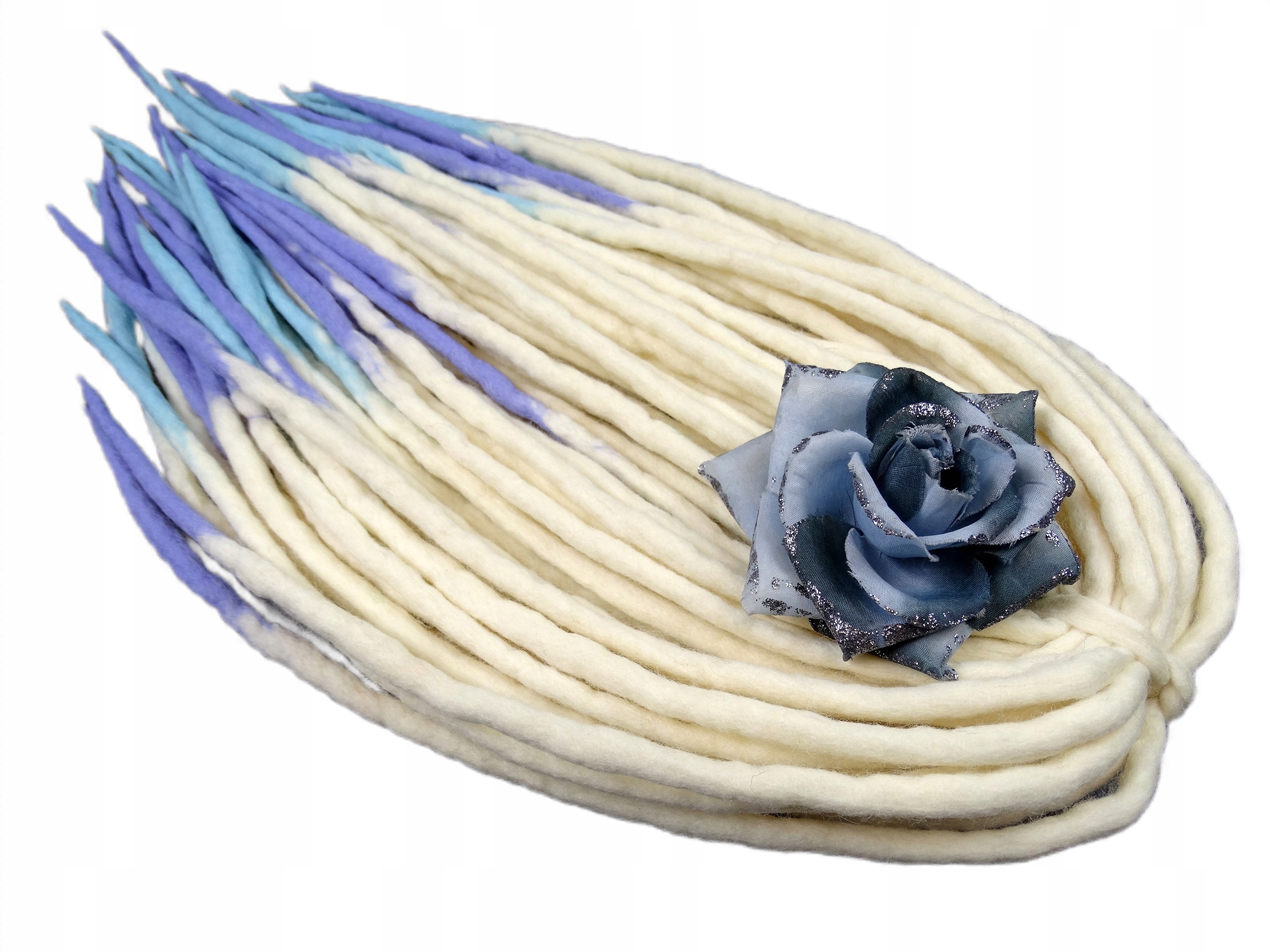 Vlněné pastelky Dredy, bílá fialová modrá, Levandulový Ostrov, 40 kusů