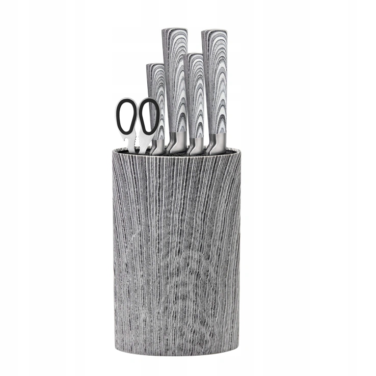 Home Elements, Sada kuchyňských nožů v šedém stojanu, 6 ks