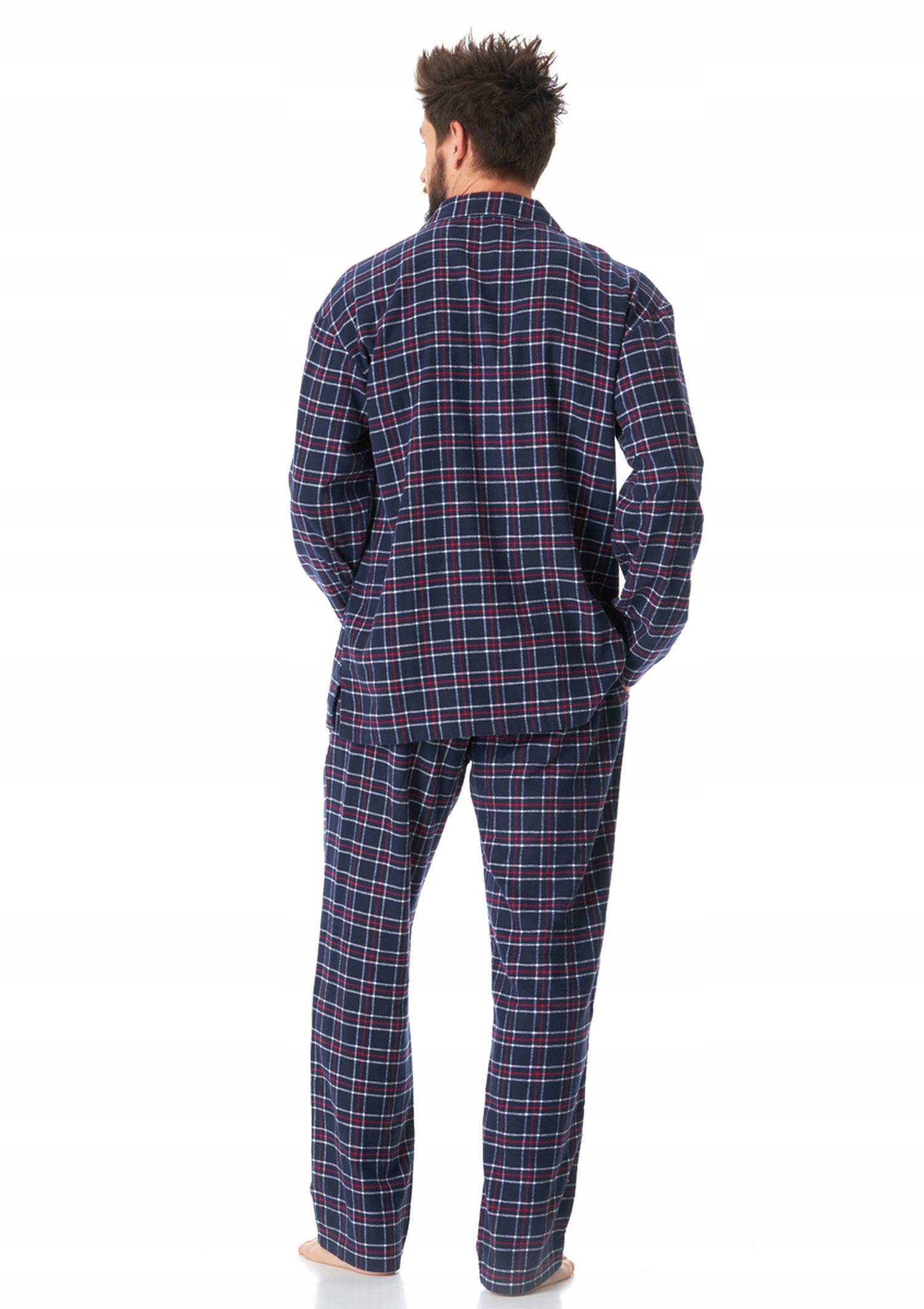 Pánské Pyžamo Key Mns 414 Flanelové Bavlněné, Tmavě Modré