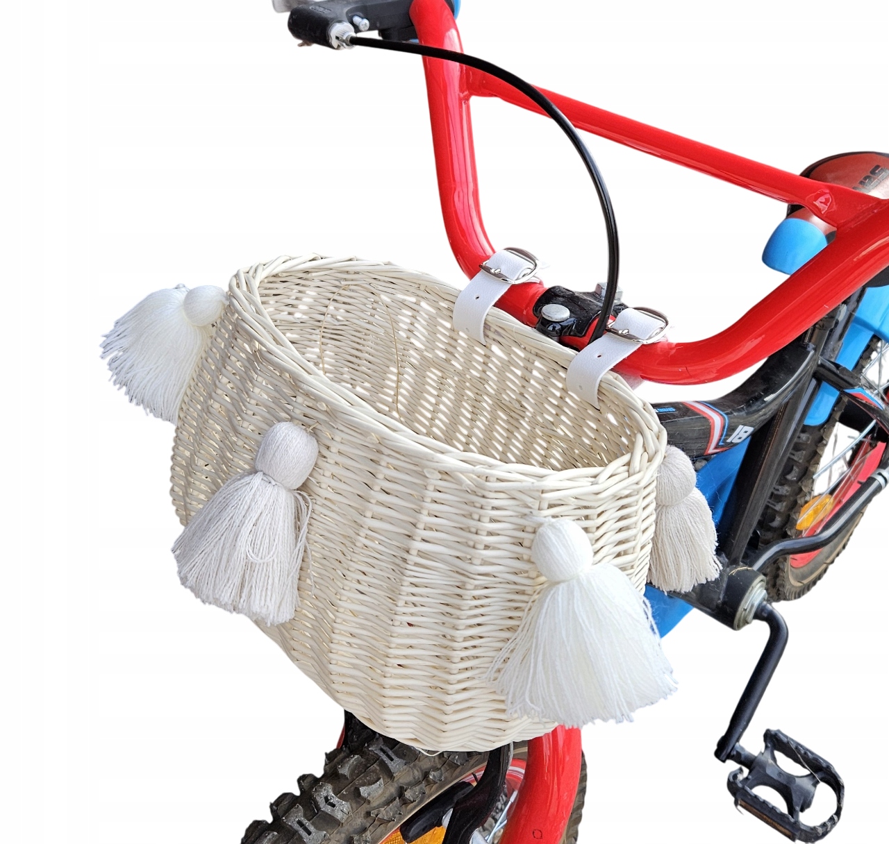 Wiklinowy koszyk na rower Dziecięcy Ecru kosz rowerowy dla Dzieci