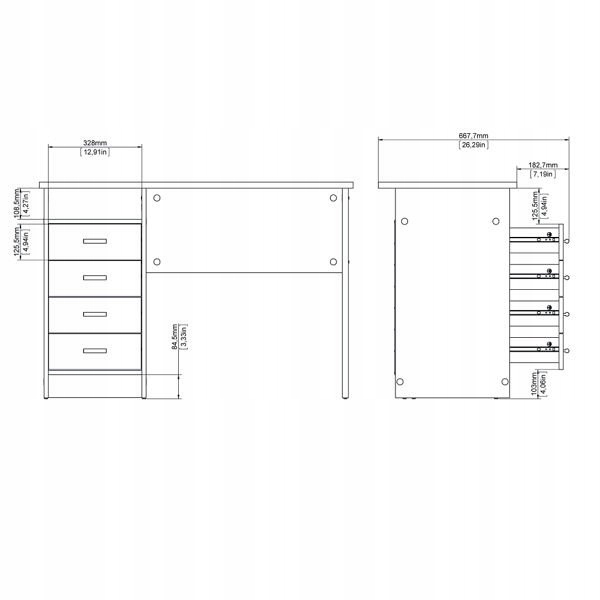Biurko dąb sonoma Function 4s Kształt blatu prostokątny