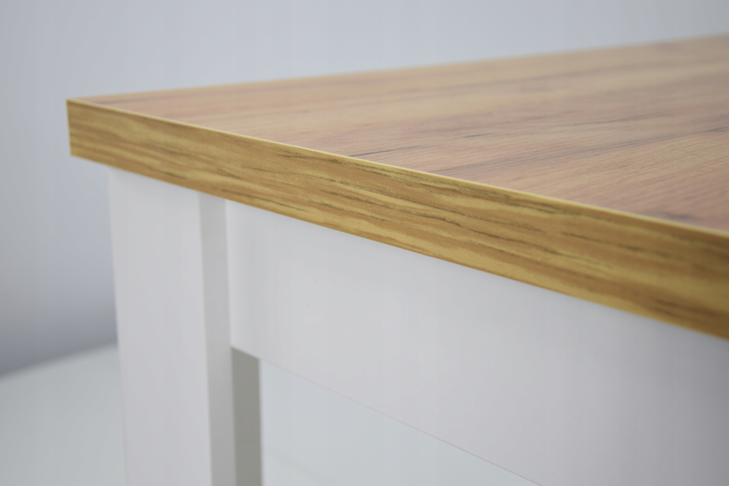 Stół C-2 BIAŁY blat DĄB 80x120/160 Rozkładany Wysokość mebla 75 cm