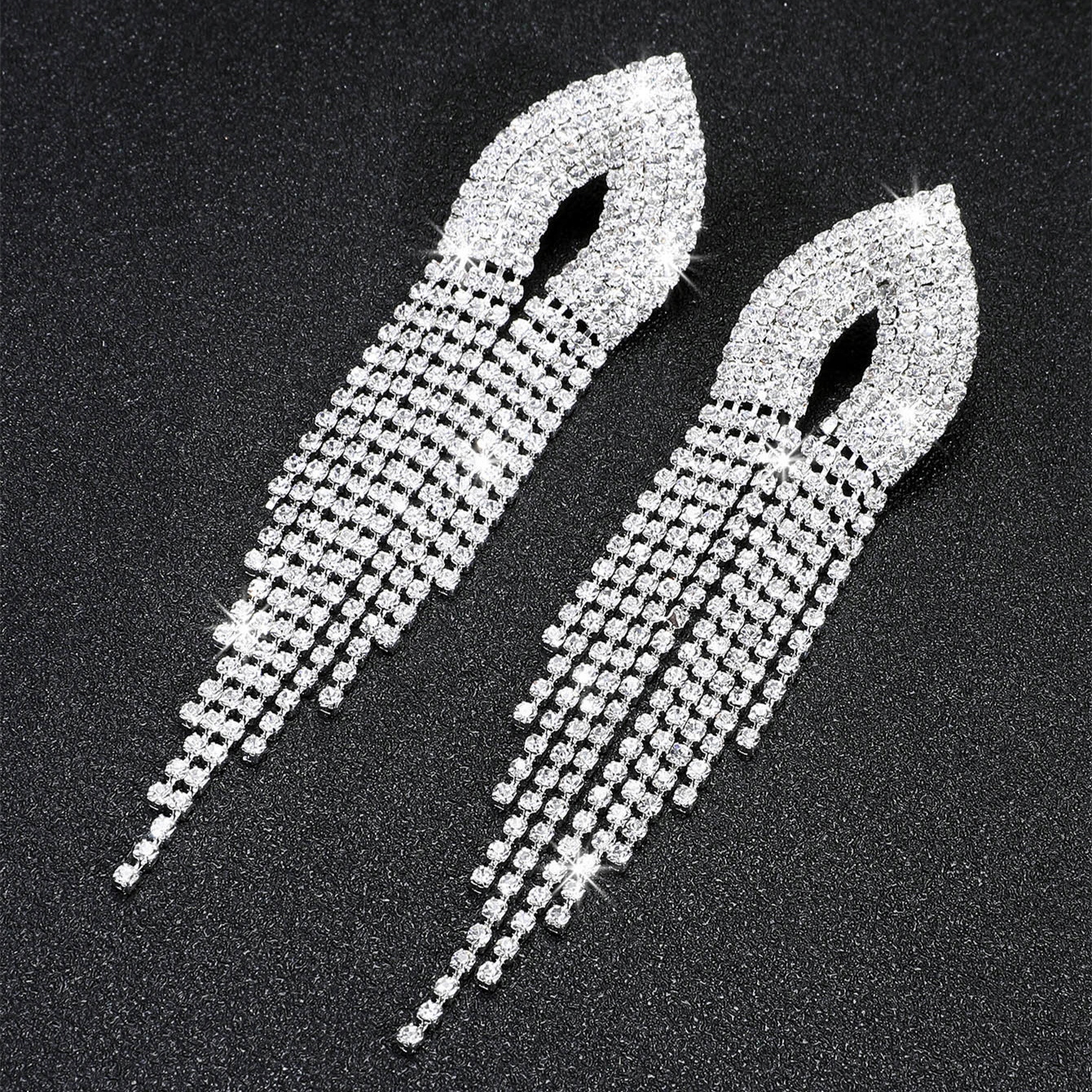 Kolczyki Długie Nitki Kryształ Wiszące Lśniące 10.3cm EAN (GTIN) 6975635337514