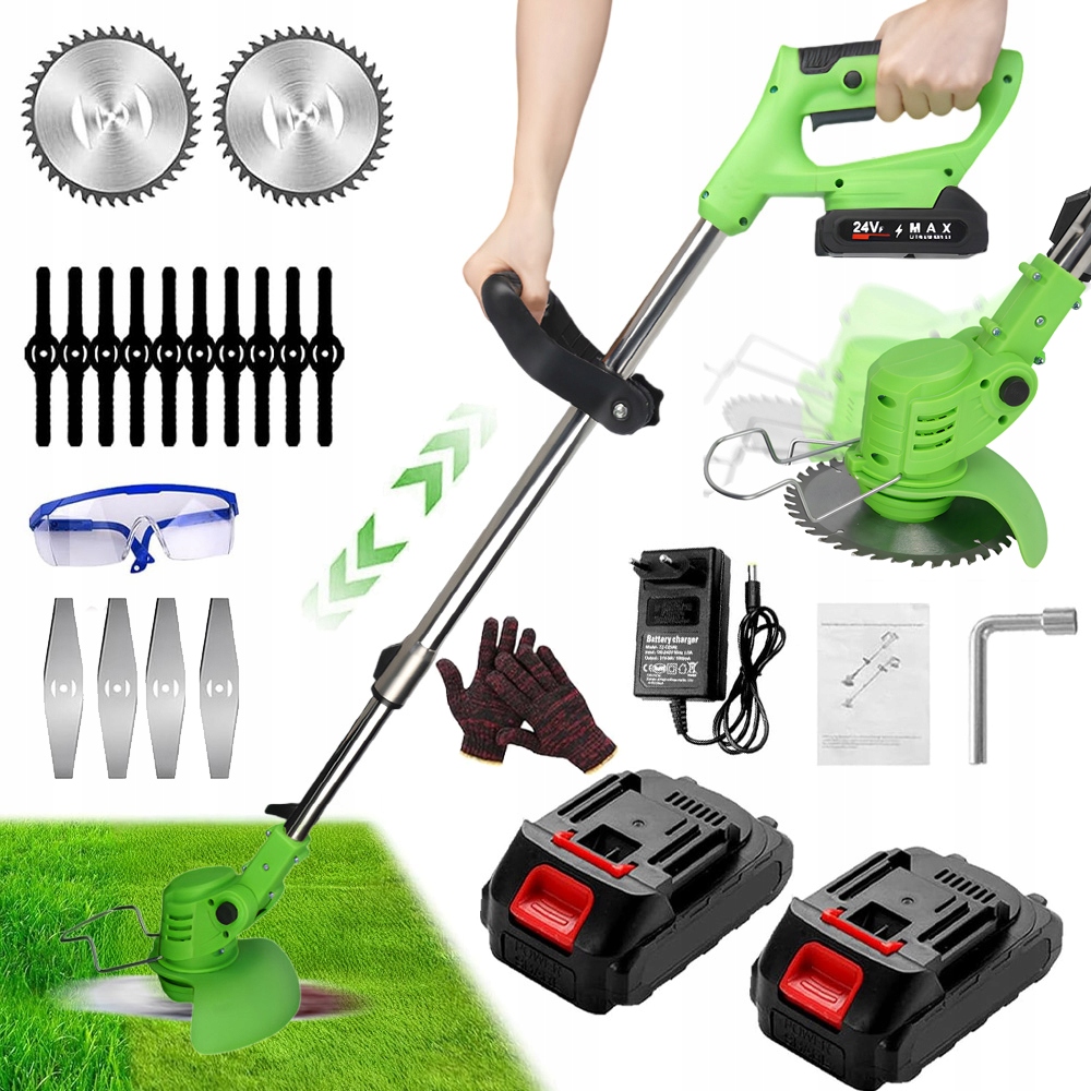 Podkaszarka 2X Akumulatorowa Potężna Kosa Ogrodowa Zestaw Z 3 Różne Ostrza