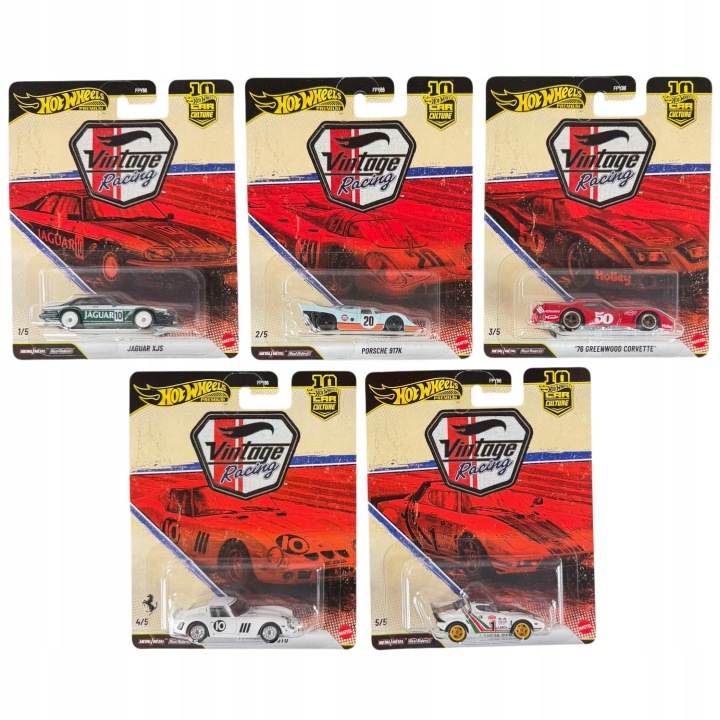 Hot Wheels Premium Vintage Racing 5szt FPY86 Nowe Modele Metalowe