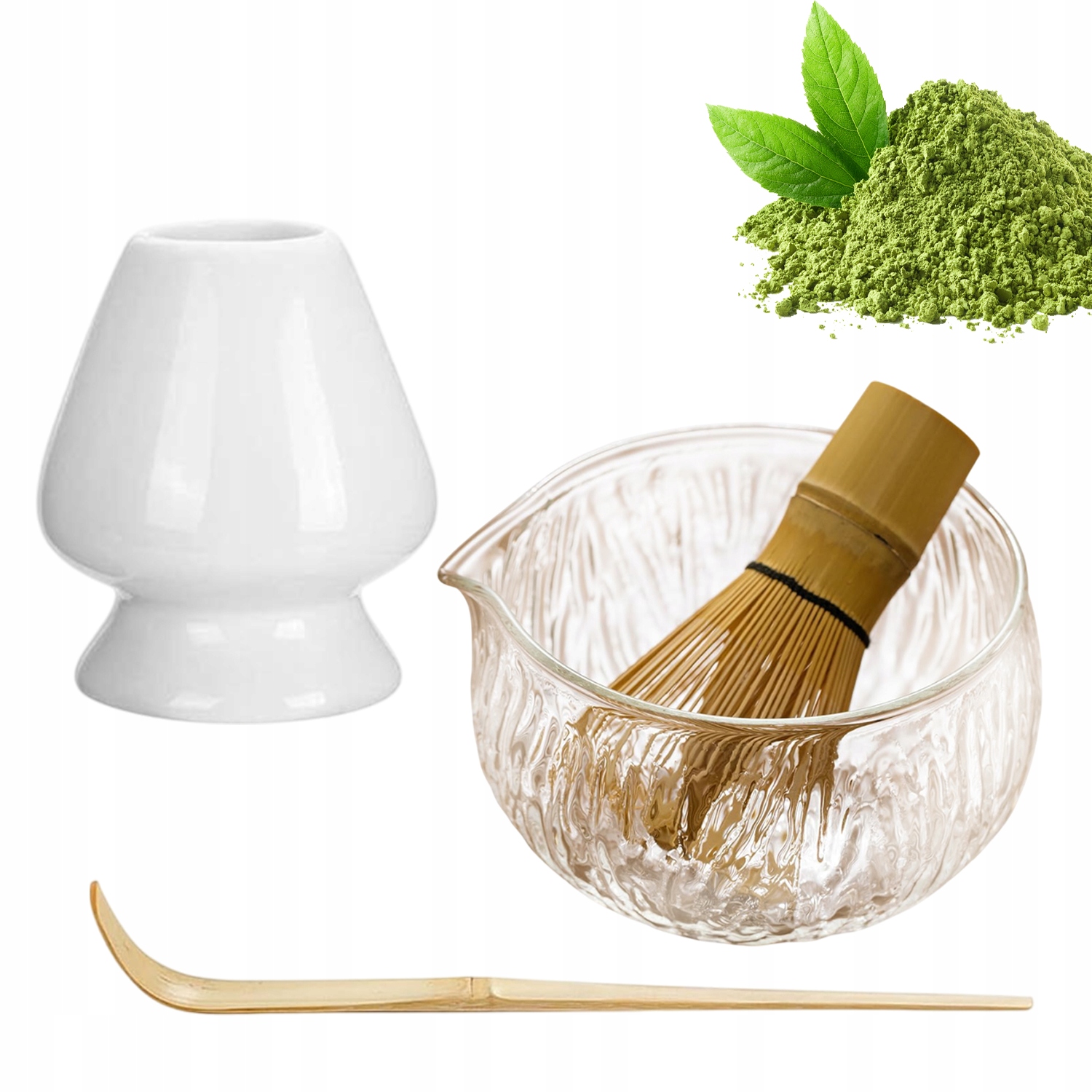 Levně Matcha Sada Na Přípravu Čaje 4DÍLNÁ Sklo Bambus 500ML