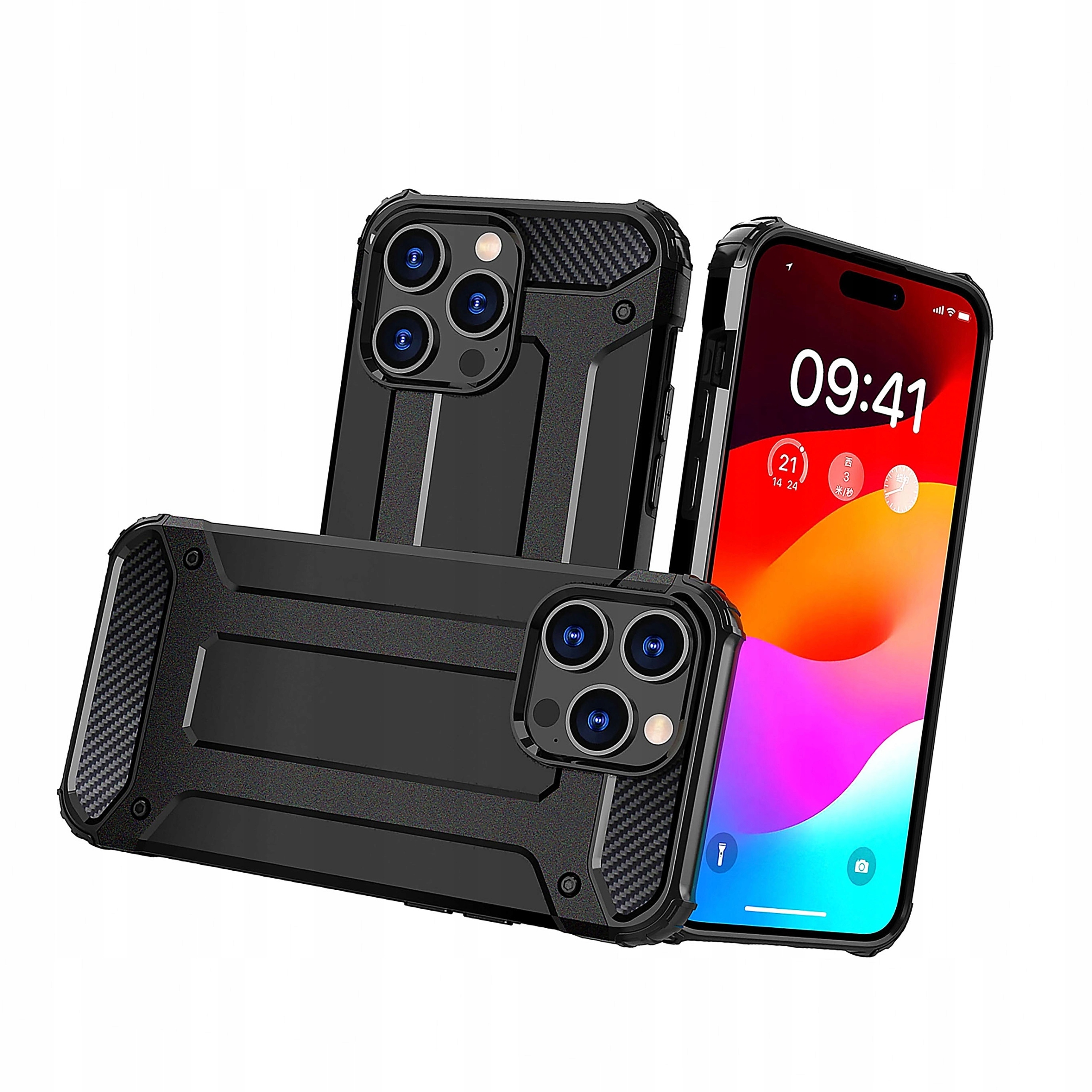 Plecki Pancerne etui do iPhone 15 Pro Hybrid Armor czarne