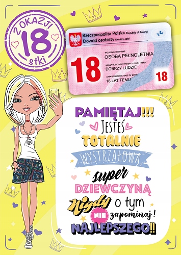 

na 18 urodziny Kartka z dowodem lux Par21