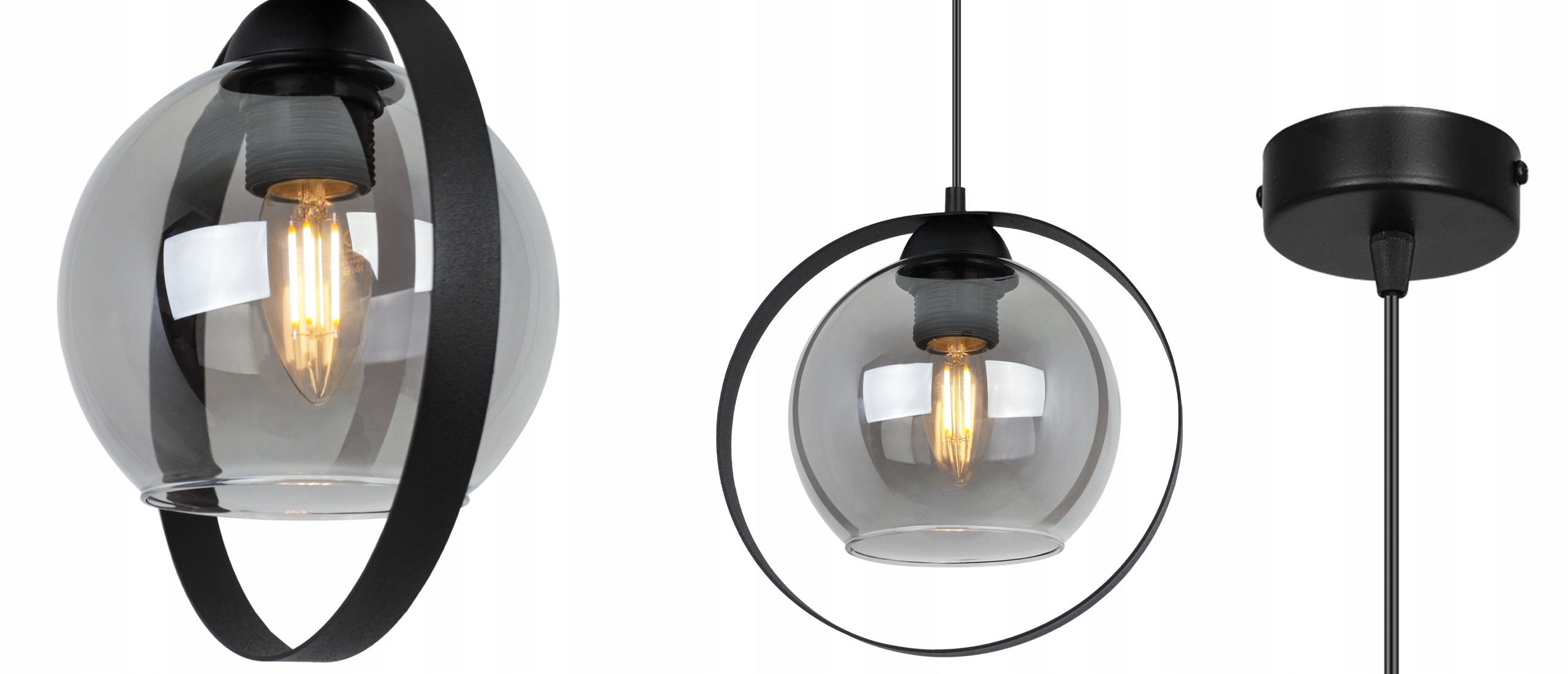 NOWOCZESNA LAMPA WISZĄCA SZKLANY KLOSZ PIERŚCIEŃ Rodzaj lampy Sufitowe - wiszące