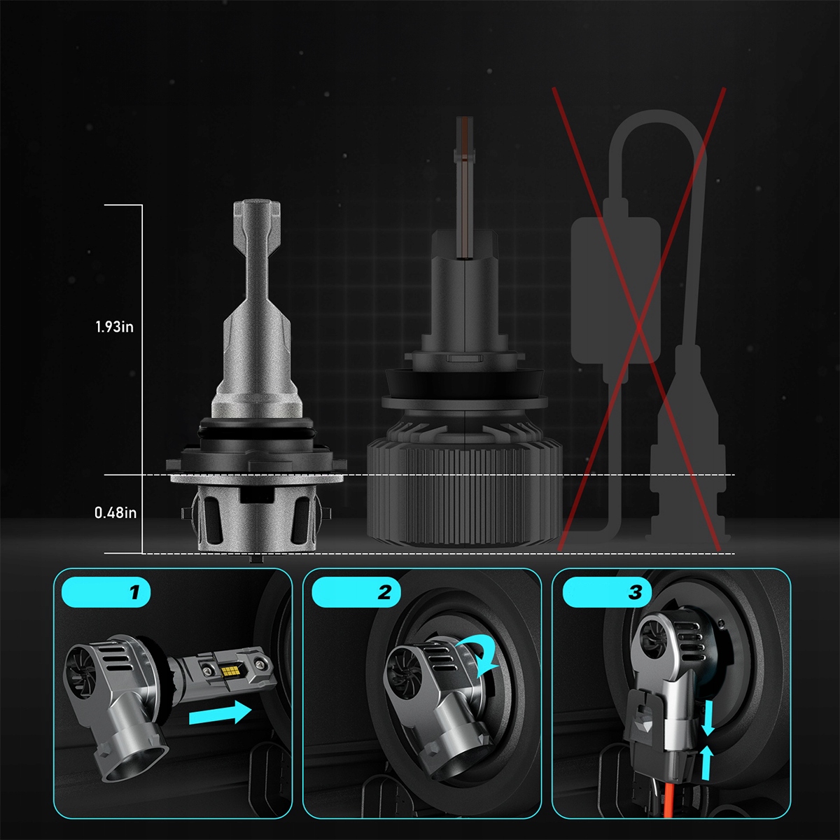 ŻARÓWKI LED HB3 QERK 1 DO 1 WIĘCEJ ŚWIATŁA CAN RETROFIT IDEALNIE DOPASOWANE Model Q11 - HB3