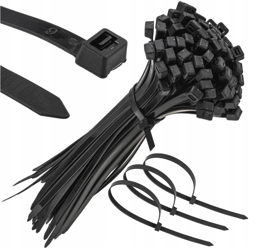 Opaski Zaciskowe Kablowe Trytki Trytytki Mocne Czarne Taśma 1,8x100 100 Szt