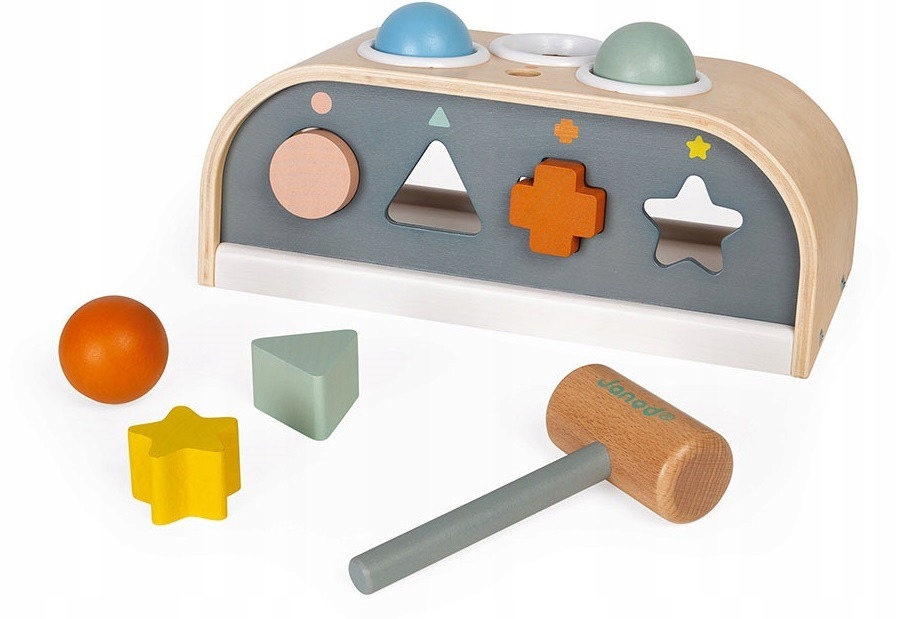 

Drewniana Przebijanka I Sorter Kształtów 3w1 Janod