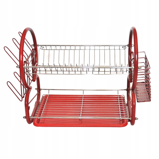 SUSZARKA DO NACZYŃ PIĘTROWA CZERWONA OCIEKACZ