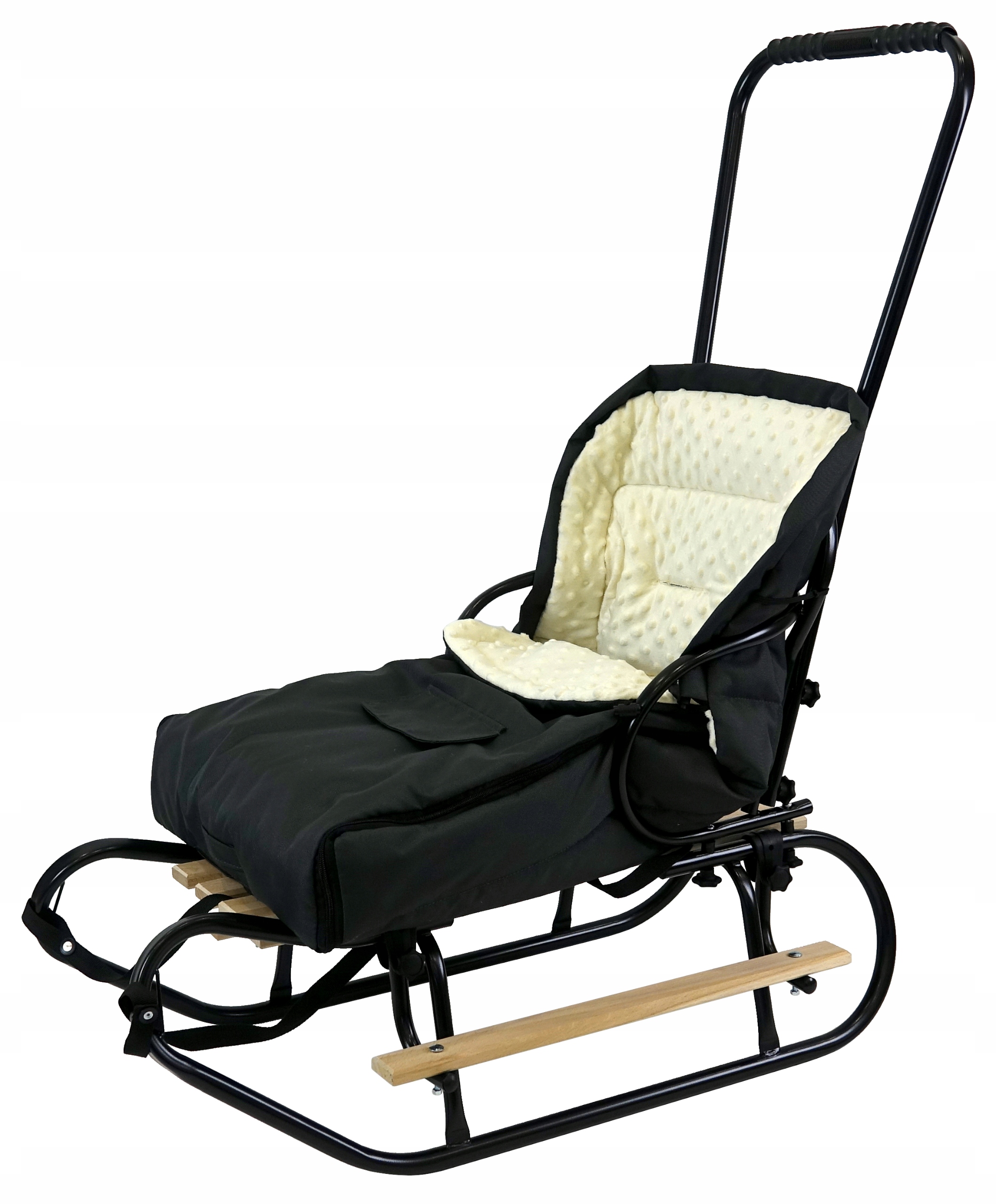 POLSKIE SANKI + OPARCIE + PODNÓŻKI + PCHACZ + ŚPIWÓR Materiał Metalowe