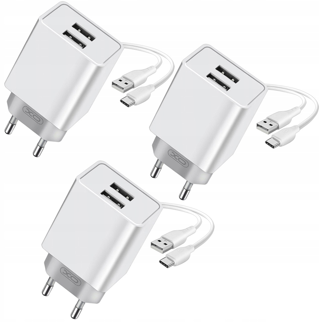 XO CE34 2x USB-A Biały + Kabel USB-A do USB-C