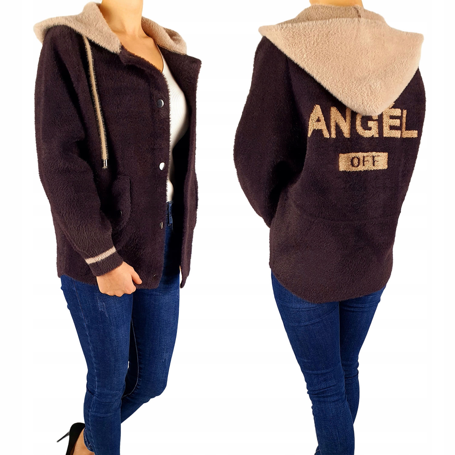 #damska Kurtka Alpaka Kaptur Młodzieżowa Angel