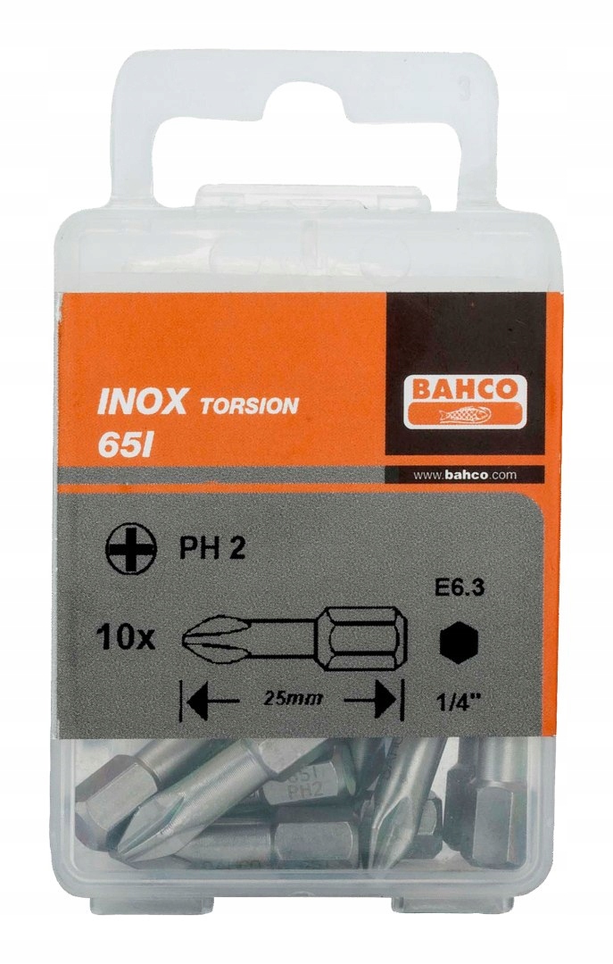 BIT 1/4 TORSION ZE STALI NIERDZEWNEJ PH1 x 25 mm 10 szt. BAHCO Liczba elementów pojedyncze